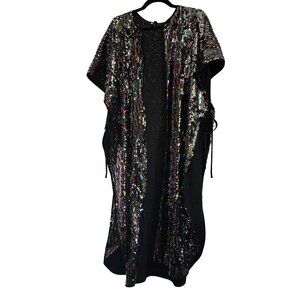 Topshop Reversible Rainbow Sequin Sparkle Razzle Dazzle Cape Kaftan